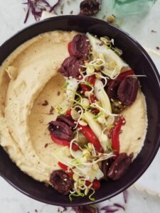 fluffy authentic hummus with toppings