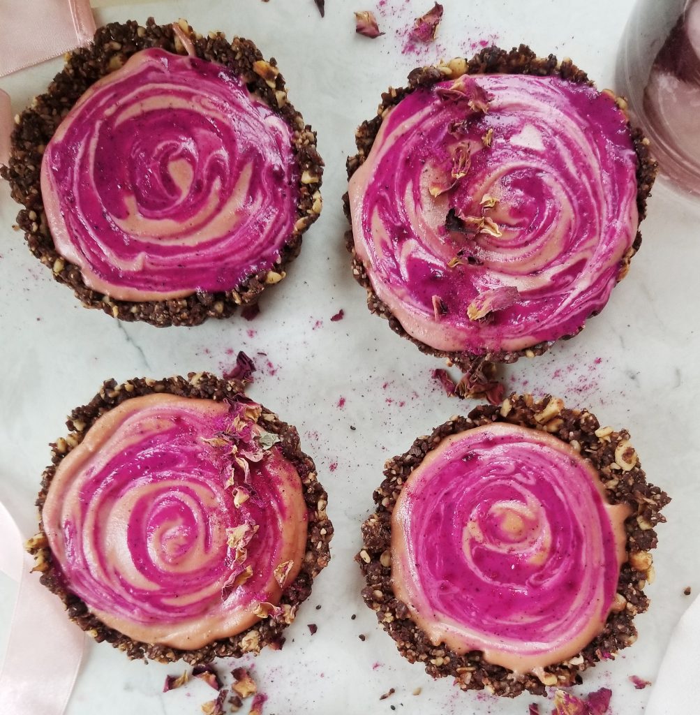 pink pitaya mini vegan tarts
