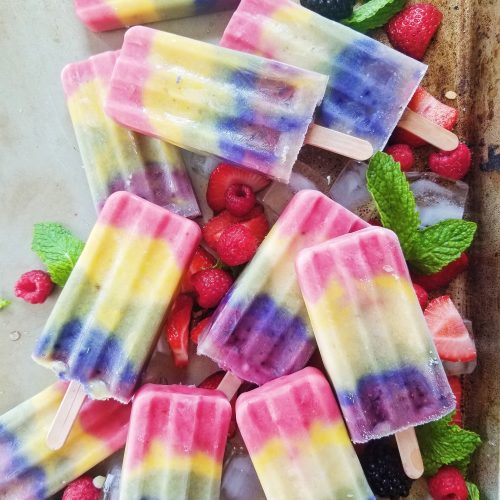 healthy rainbow fruit popsicles