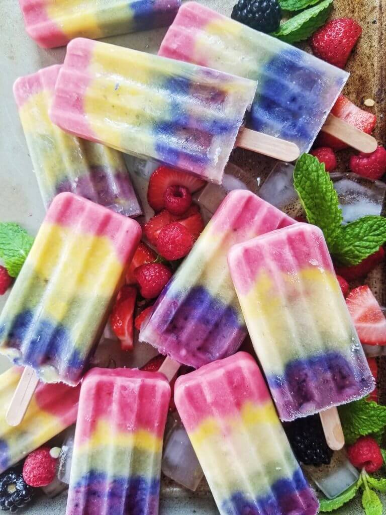 healthy rainbow popsicles