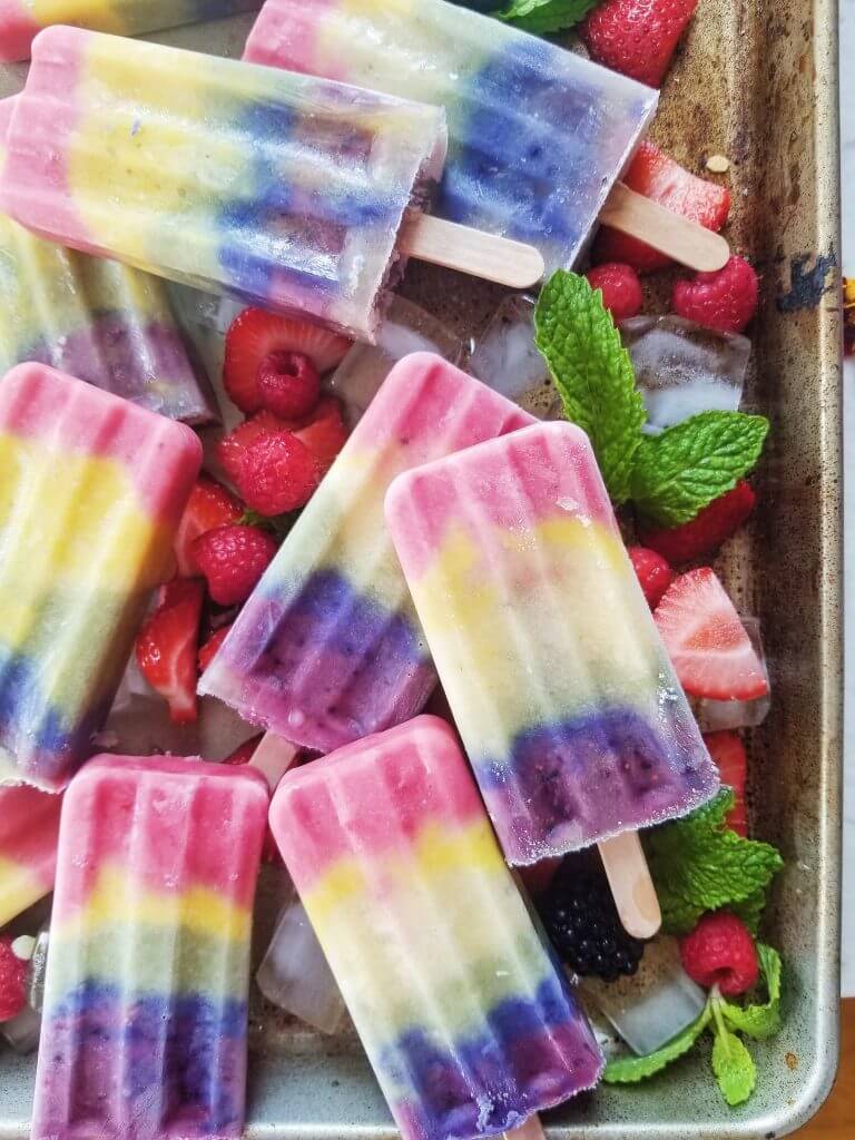 Healthy 100% Natural Rainbow Popsicles - The Loopy Whisk