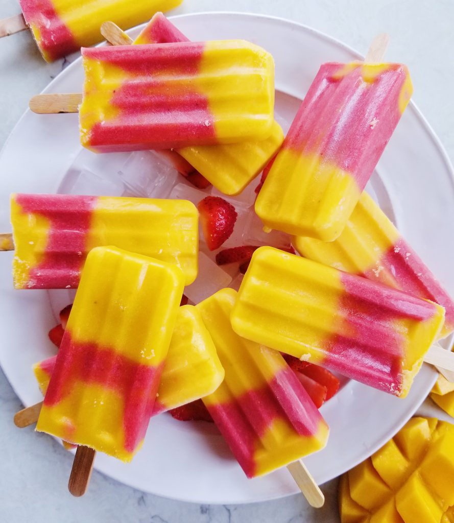 Healthy Strawberry Mango Popsicles with Yogurt - The Hint of Rosemary