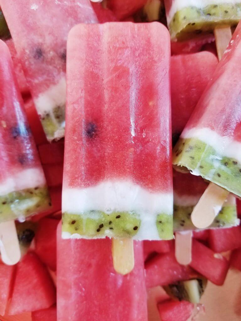 healthy watermelon fruit popsicles in a pile 