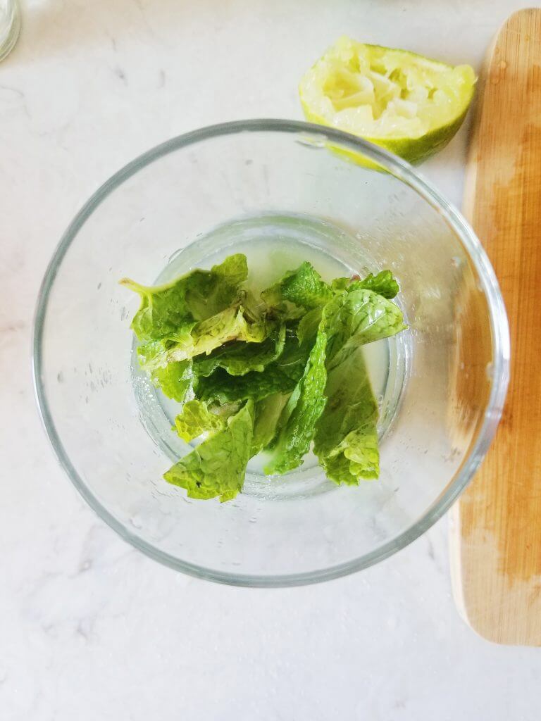 mint leaves in a glass