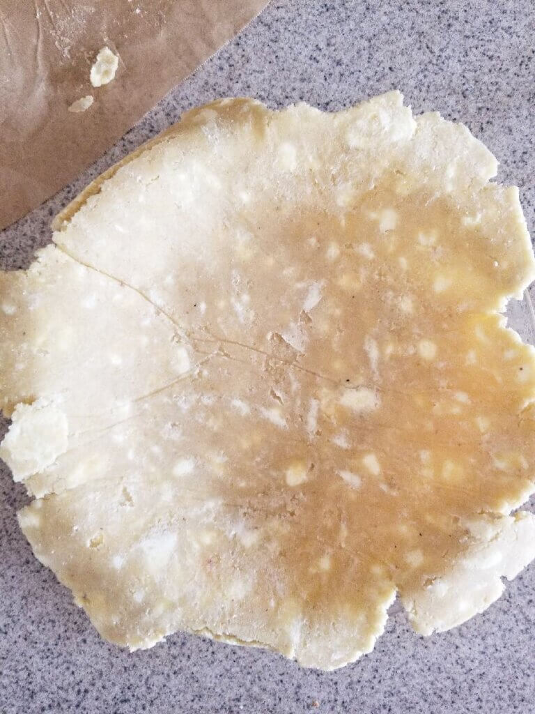 almond flour pie crust in the pie dish 