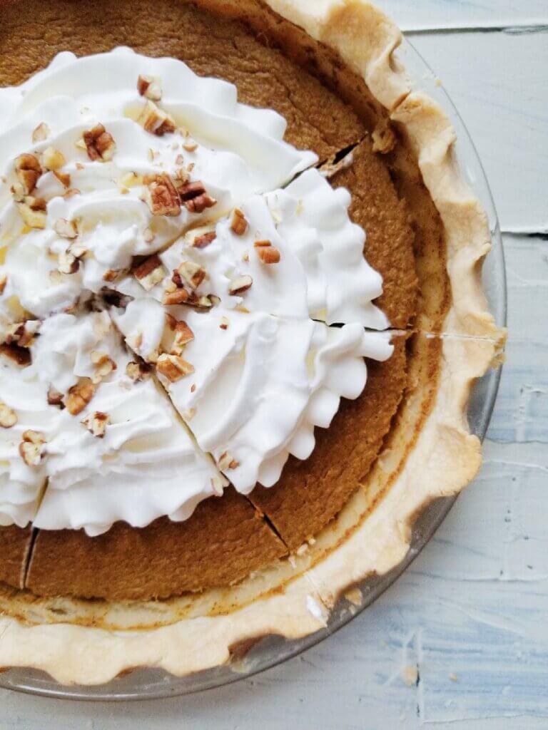 healthy pumpkin pie with whipped cream