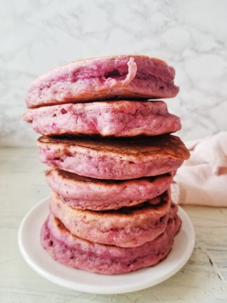 pink pitaya pancakes with all purpose flour
