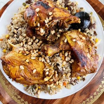 jordanian ouzi rice with roast chicken recipe