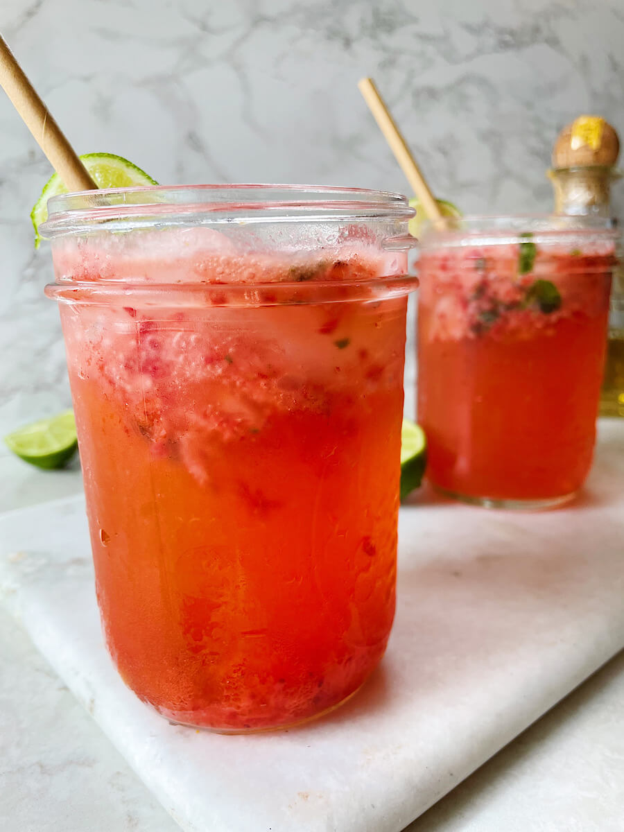 Strawberry tequila smash