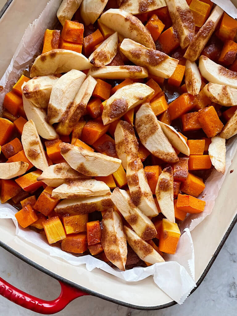 baked sweet butternut squash and apple casserole 