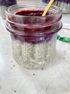 blueberry chia pudding with soy milk