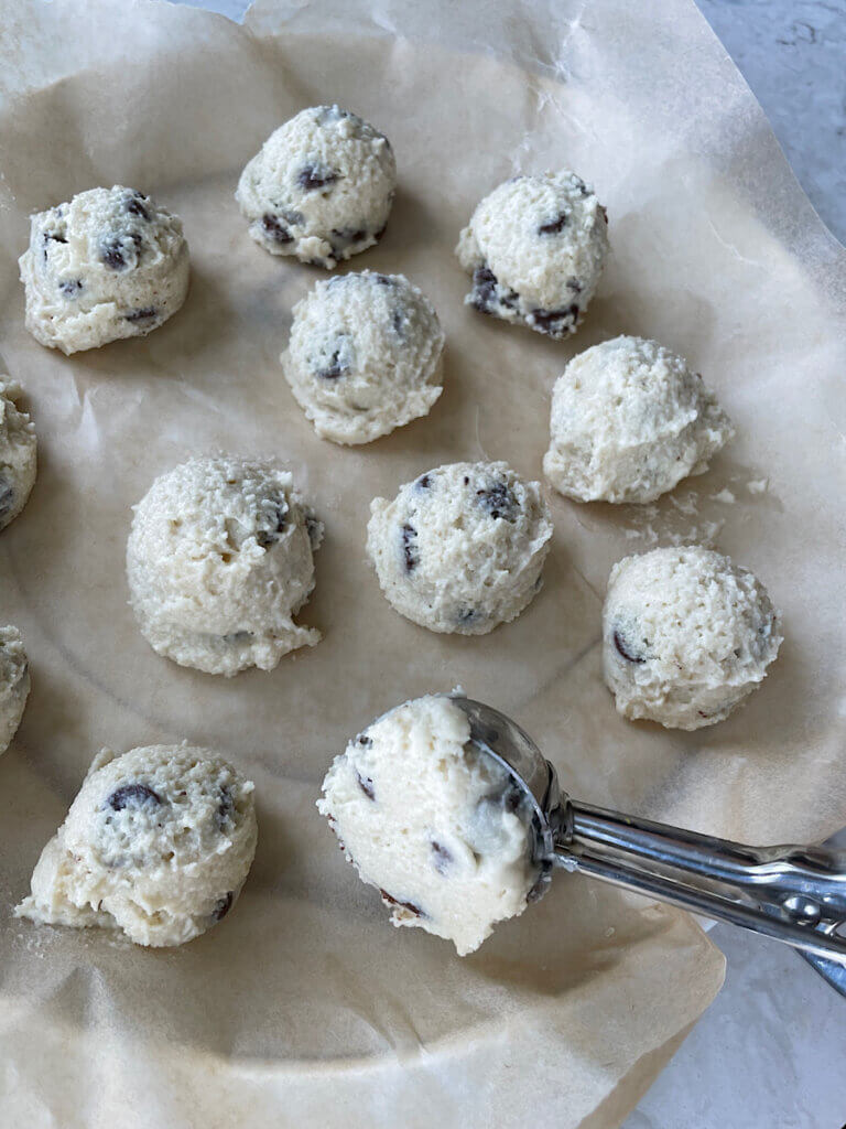 healthy cannoli balls on parchment paper