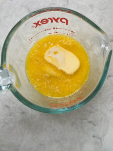 melted butter and milk for my Sourdough cinnamon rolls recipe